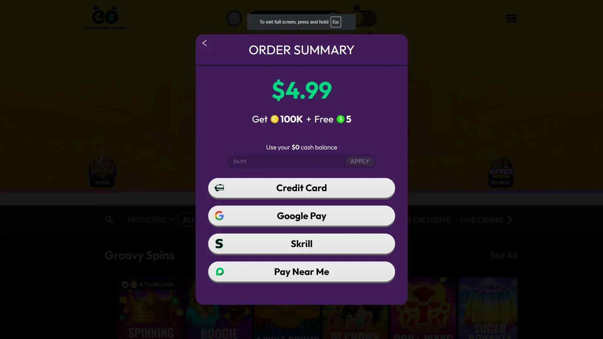 Purchase Coins